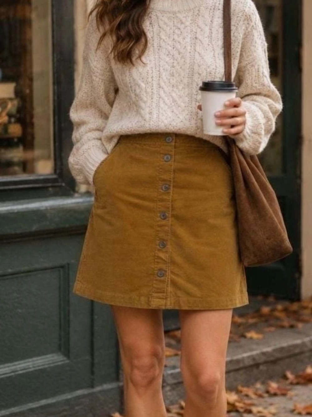 J.Crew Corduroy Skirt Button Front A-Line Mini Women 6 Brown Preppy Academia - Picture 2 of 10